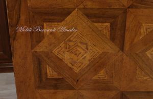 Classic style solid wood desk with inlaid top and 3 drawers